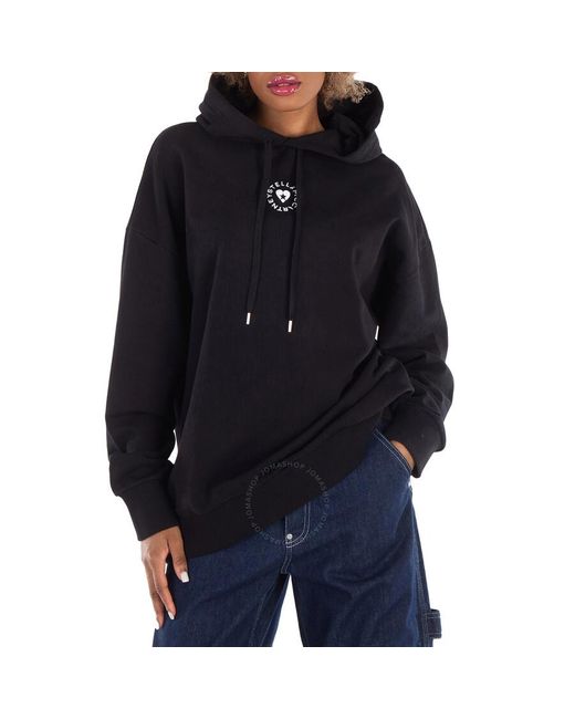 Stella McCartney Black Logo-Embroidered Drawstring Cotton Hoodie