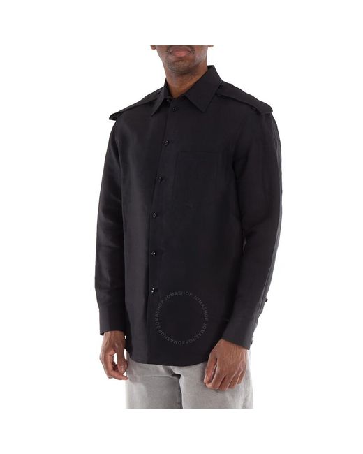 Burberry Black Long Sleeve Knight-Hardware Printed Shirt for men