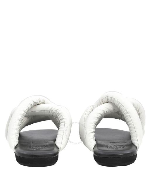 Moncler White Jbraided Slides S