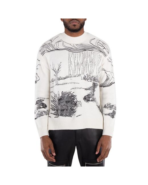 Emporio Armani Gray Nature Embroidery Alpaca-Blend Sweater for men