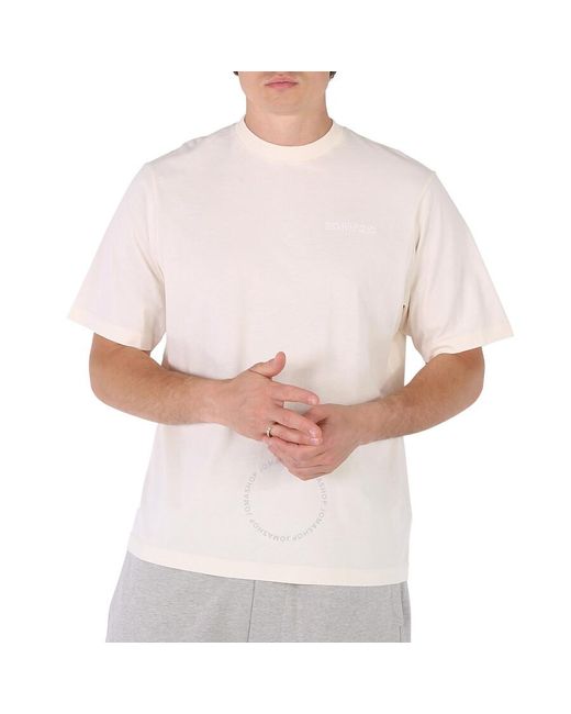 Marcelo Burlon White Ecru Crew-neck Cotton T-shirt for men