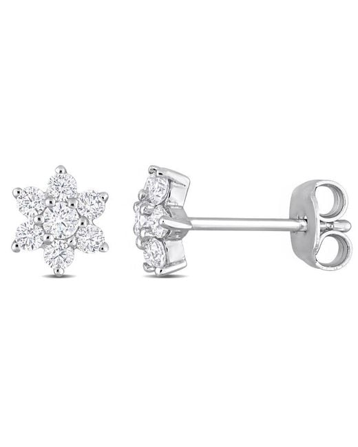 Amour Metallic 1/2 Ct Tgw Created Moissanite Floral Stud Earrings