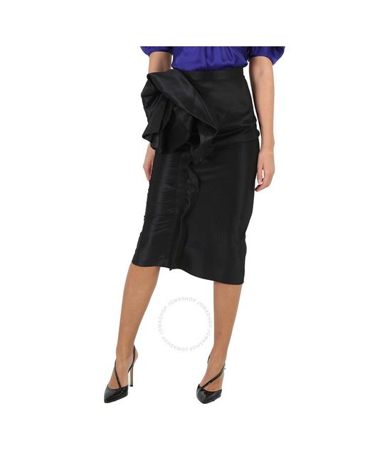 Maison Margiela Black Floral-detail Midi Skirt