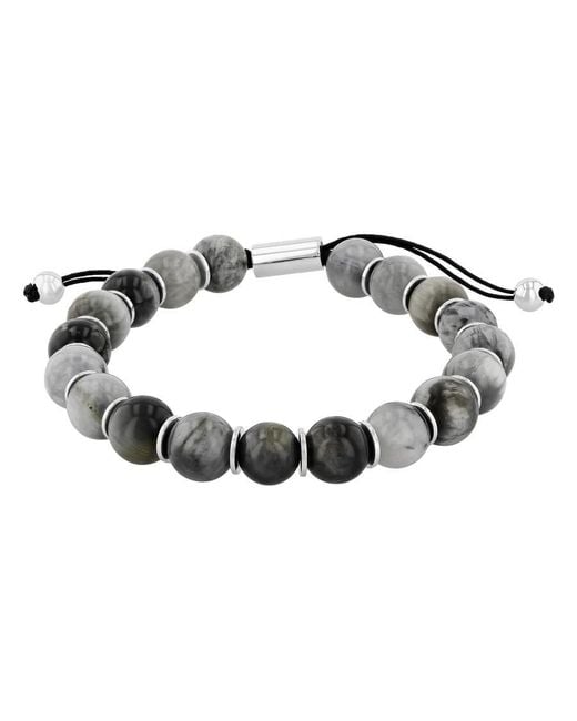 Robert Alton Metallic Stainless Steel Tiger Eye Bead Bolo Bracelet for men