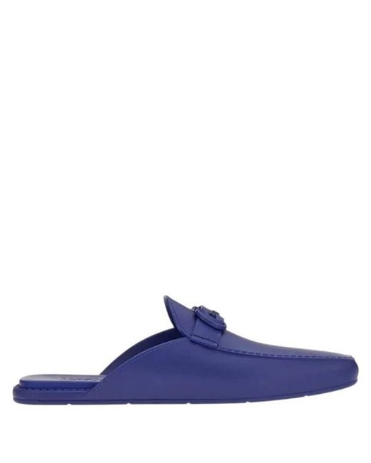Ferragamo Blue Gancini Jelly Mule Sandals for men