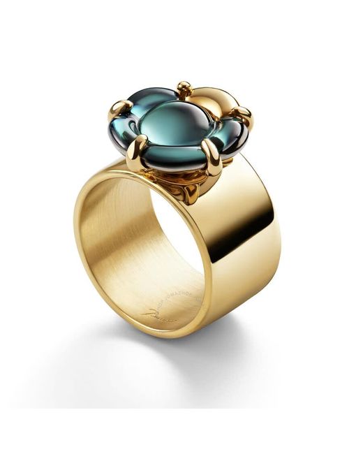 Baccarat Metallic 's B Flower Vermeil Green Crystal Ring 2807629