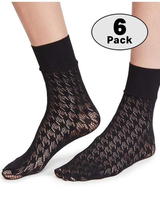 Wolford Black Dylan Houndstooth Net Socks Set Of 6