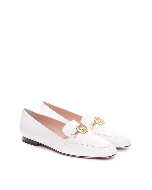 Bally White Obrien Logo Plaque Leather Loafers, Brand Size 4.5 Us