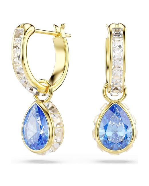 Swarovski Blue Chroma Drop Earrings, Pear Cut, 18K Finish