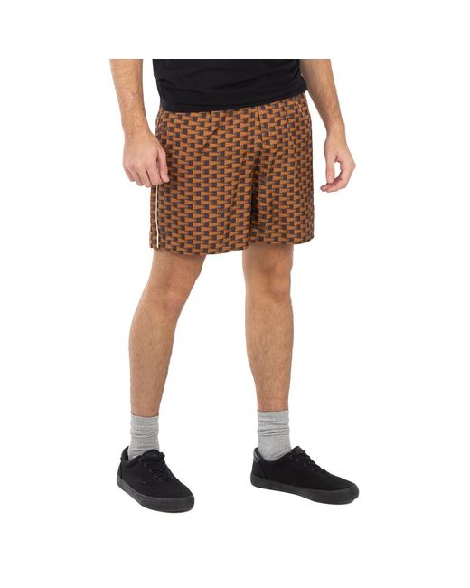 Bally Brown Pennant Printed Silk Shorts for men