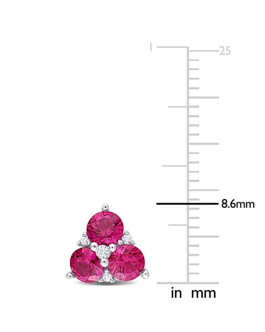 Amour Pink 1 7/8 Ct Tgw Created Ruby And Created Sapphire 3-Stone Earrings