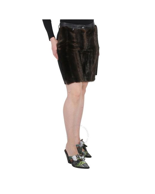 Burberry Black Faux Fur Panelled Shorts