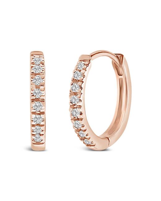 Haus of Brilliance White 14K Rose 1/5 Ctw Diamond Huggie Hoop Earrings