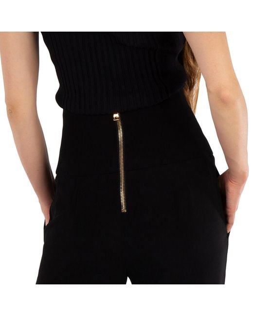Balmain Black Button-Embellished High-Waisted Pants, Brand Size 40 (Us
