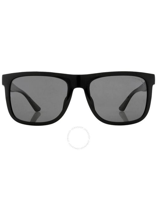 COACH Black Polarized Rectangular Sunglasses Hc8367u 500281 57 for men