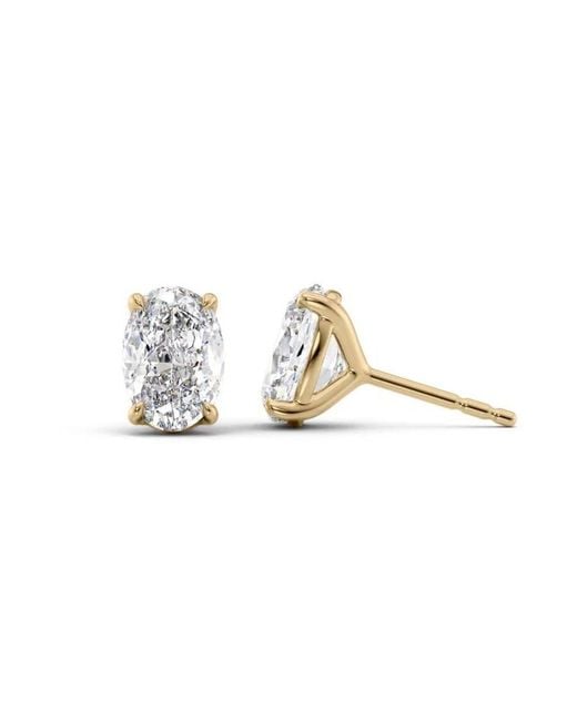 Tresorra Metallic 14K 4 Ctw Oval Cut Lab-Grown Diamond Igi Certified Stud Earrings