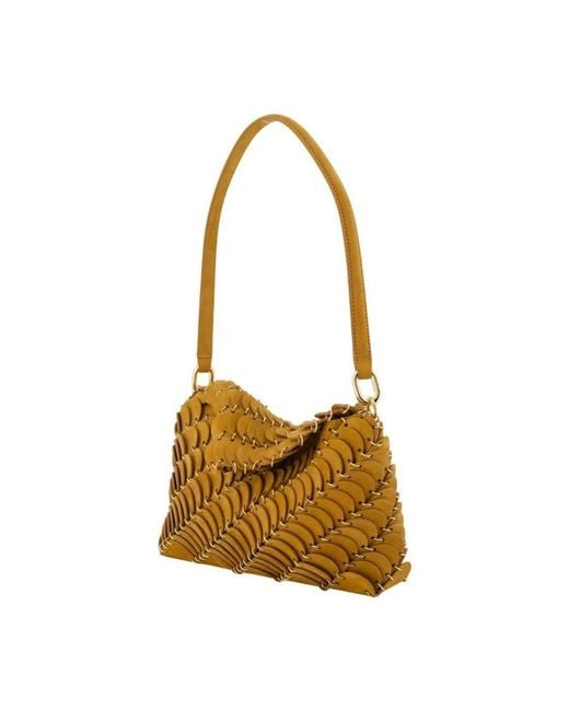 Rabanne Brown Scalloped Leather Shoulder Bag