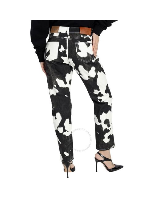 Burberry Black Cow Print Straight-fit Denim Jeans