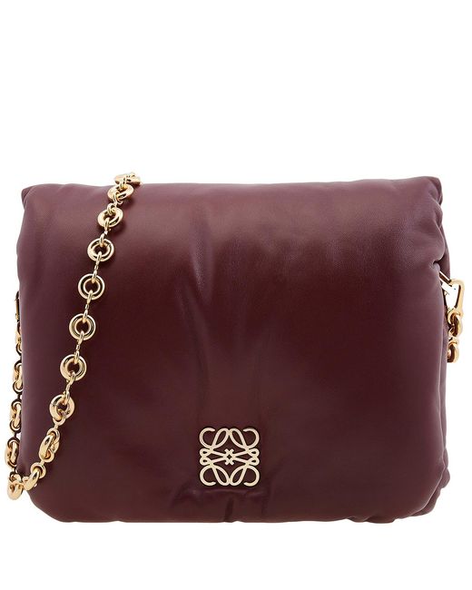 Loewe Purple Goya Chained Leather Shoulder Bag