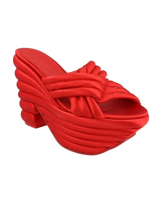 Ferragamo Red Rey Sculptural Platform Sandals