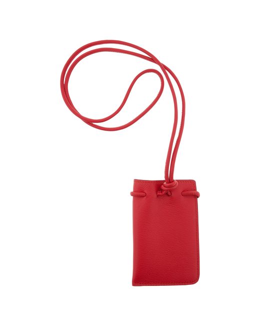 Ferragamo Red Mini Drawstring Leather Pouch for men