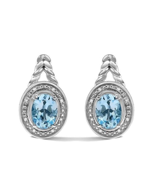 Haus of Brilliance Blue Sterling Oval Topaz And Diamond Accent Twist And Halo Drop Earrings