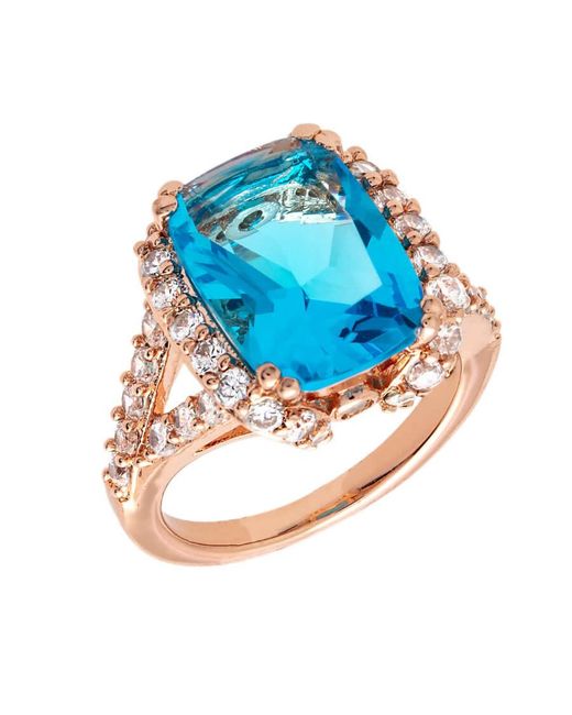 Bertha Juliet Collection 's 1k Rg Plated Blue Statement Fashion Ring