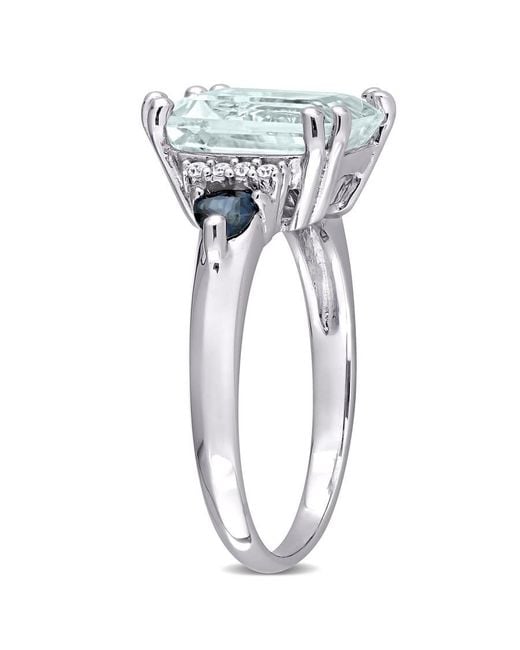 Amour Blue 3 1/3 Ct Tgw Ice Aquamarine And Sapphire And Diamond-Accent Cocktail Ring