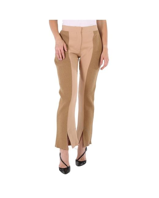 Burberry Natural Soft Fawn Wide Leg Smart Trousers