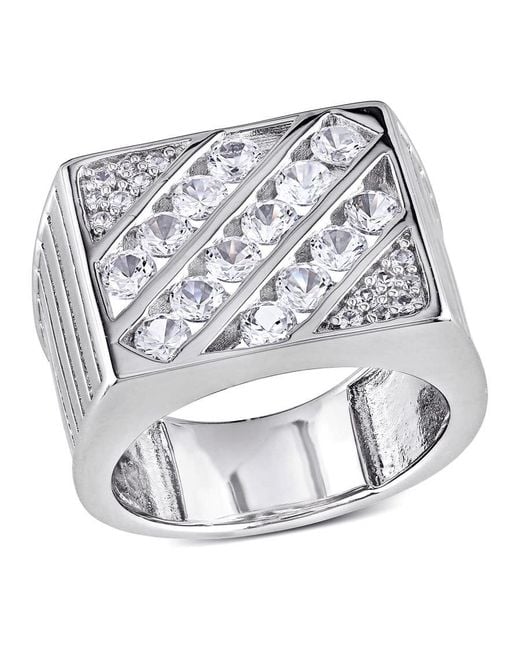 Amour Metallic Created Sapphire Square Ring for men
