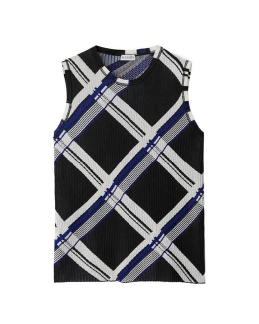 Burberry Blue Check Jacquard Silk Vest