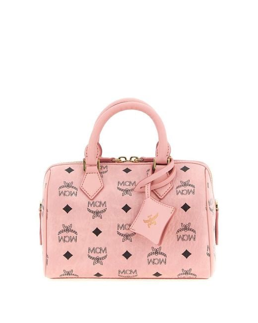 MCM Pink Ella Boston Handbag