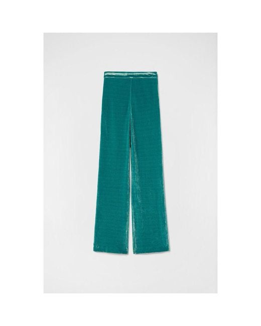 Jil Sander Green Velvet Wide Leg Trousers