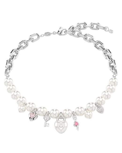 Swarovski Metallic Idyllia Crystal Pearl Charm Necklace