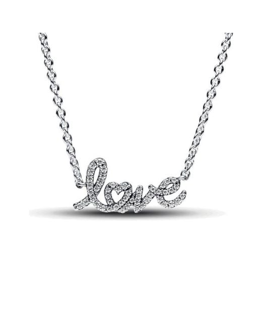 Pandora Metallic Sparkling Handwritten Love Collier Necklace