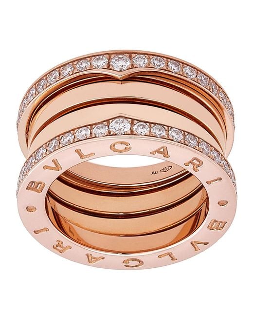 BVLGARI Pink B.Zero1 18K Rose 4-Band Diamond Ring for men
