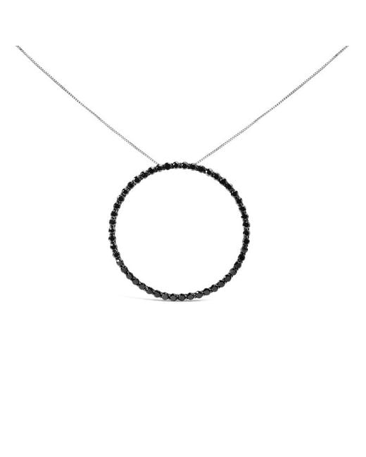 Haus of Brilliance Metallic 925 Sterling 4.0 Cttw Diamond Open Hoop Circle Pendant Necklace
