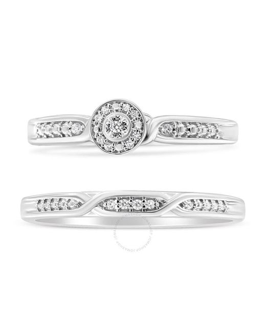 Haus of Brilliance White .925 Sterling Silver Diamond Accent Frame Twist Shank Bridal Set Ring