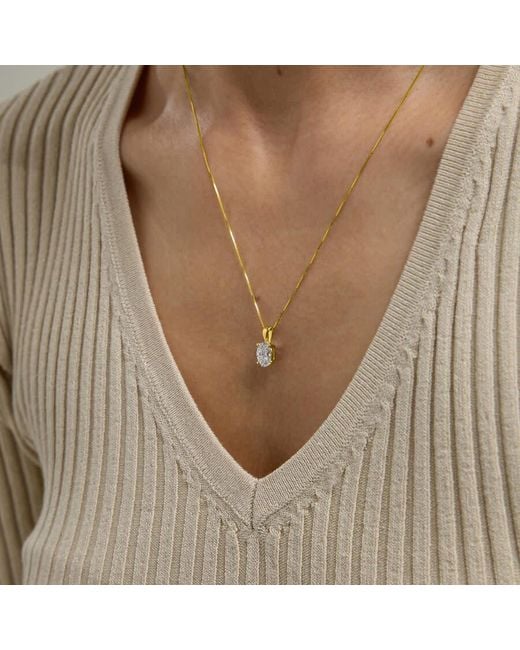 Brilliant Diamond Metallic 1/2 Carat Oval Lab Grown Diamond Solitaire Pendant Necklace