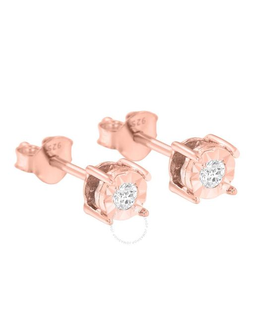 Haus of Brilliance Pink 10k Re-gold Plated Sterling Silver 1/10ct. Tdw Round-cut Diamond Miracle-plated Stud Earrings