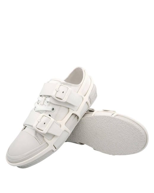 Burberry White Vers Cotton And Leather Belted Low-top Sneakers for men