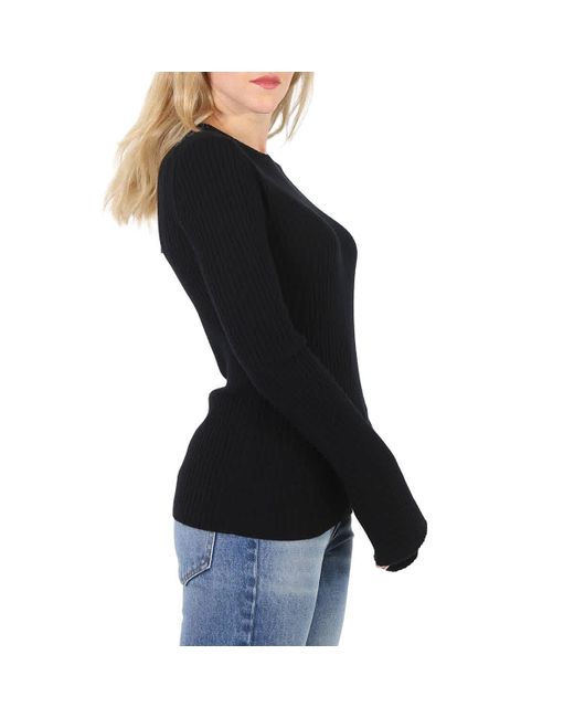 Chloé Black Wool And Cashmere Flared Sleeve Ribbed Jumper