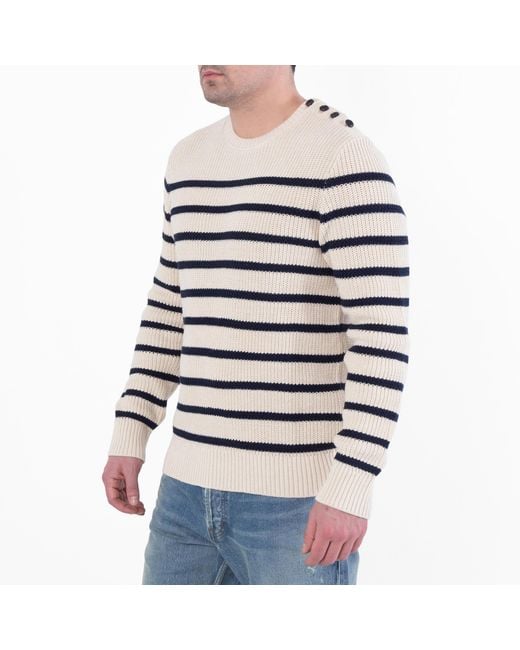 Polo Ralph Lauren White Striped Cotton Linen Sweater for men