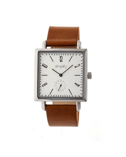 Simplify Metallic The 5000 Silver Dial Brown Leather Watch