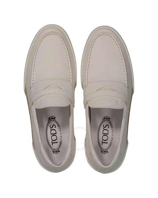 Tod's White Gomma leggera Leather Penny Loafers for men