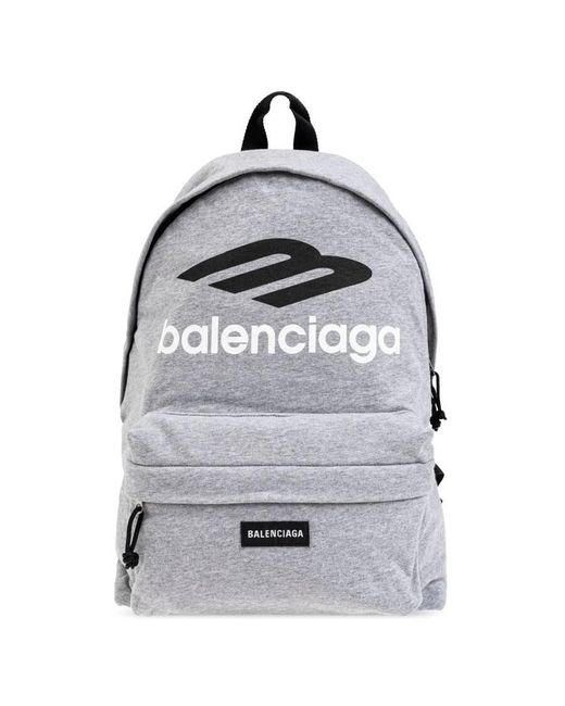 Balenciaga Gray Explorer Logo Printed Backpack for men