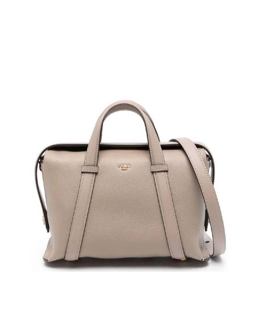 Fendi Metallic Dove Leather Boston 365 Bag