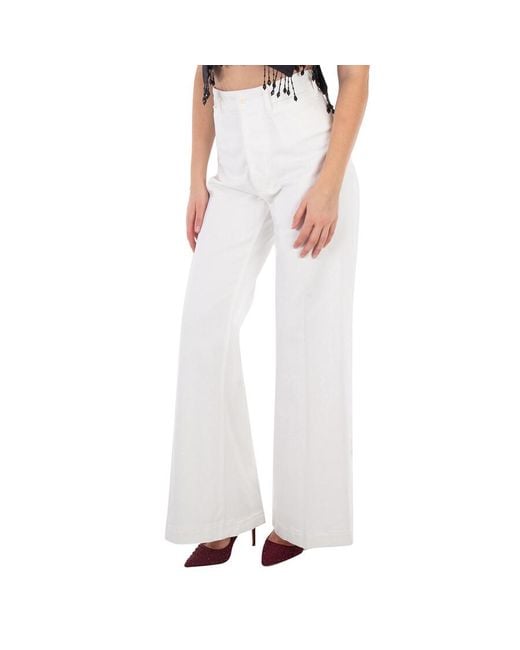 Polo Ralph Lauren White High-Waisted Stretch-Cotton Palazzo Pants