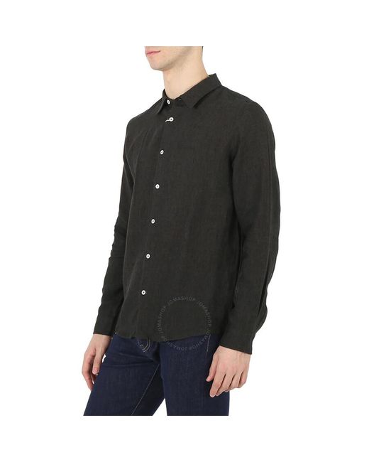 A.P.C. Black Military Khaki Chemise Vincent Linen Shirt for men