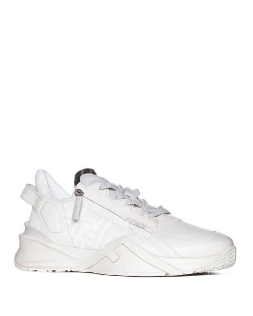 Fendi White Ff Motif Lace-Up Sneakers, Brand Size 8 (Us for men